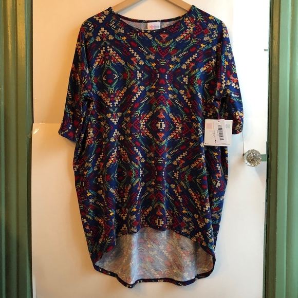 LuLaRoe Tops - NEW LULAROE Irma Blue Leaf Floral High Low Tunic
